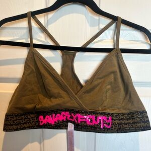 Savage Fenty: green and pink sports bra